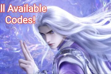 Feature image for our Renegade Immortal Codes guides showing an anime style man with long hair looking at the camera and holding two fingers up.