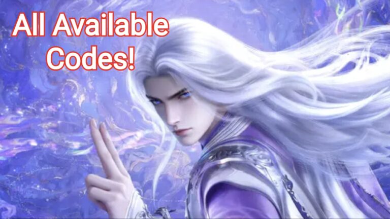 Feature image for our Renegade Immortal Codes guides showing an anime style man with long hair looking at the camera and holding two fingers up.
