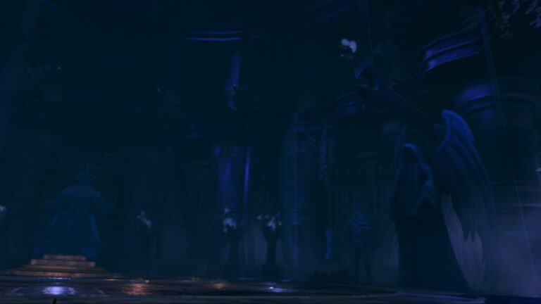 Feature image for our Solo Hunters Weapon Tier List showing a dark dungeon with statues on the walls.