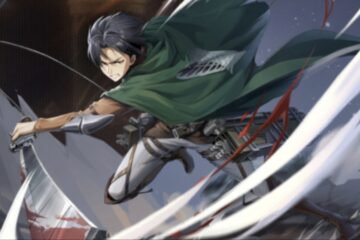 Feature image for our Titan Regiment Levi guide showing Levi Ackerman holding a sword.