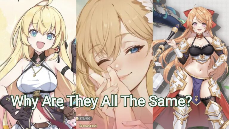 Feature image for our Why Are All Gacha Games The Same guide showing three anime girls in a collage.