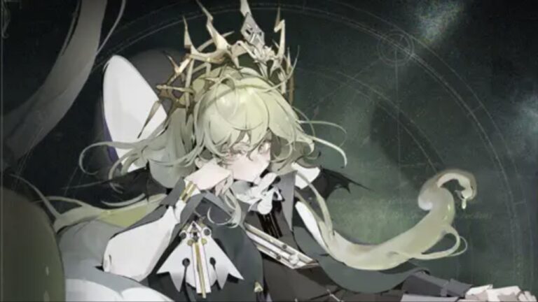 Feature image for our Morimens Reroll Guide showing someone wearing a crown and sitting down.