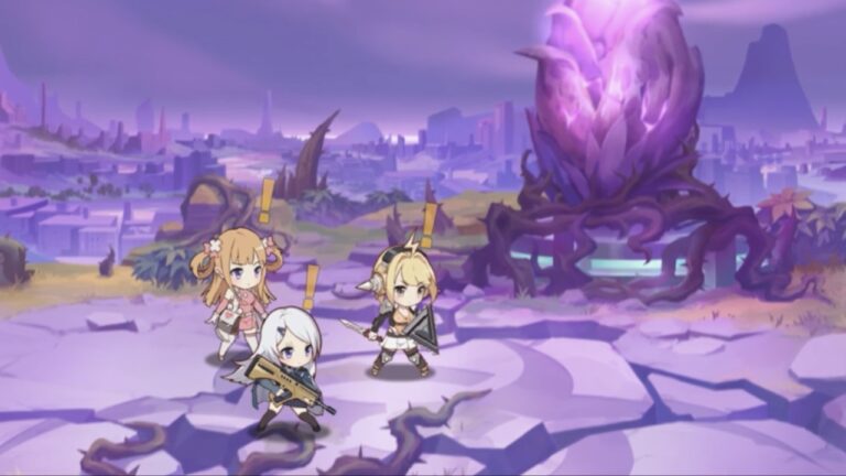 Feature image for our Princess Link Reroll Guide showing three chibis in battle.